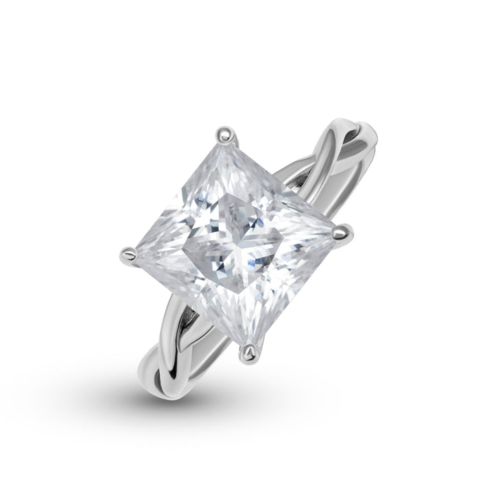 Twisted Vine Solitaire Princess Cut Moissanite Ring