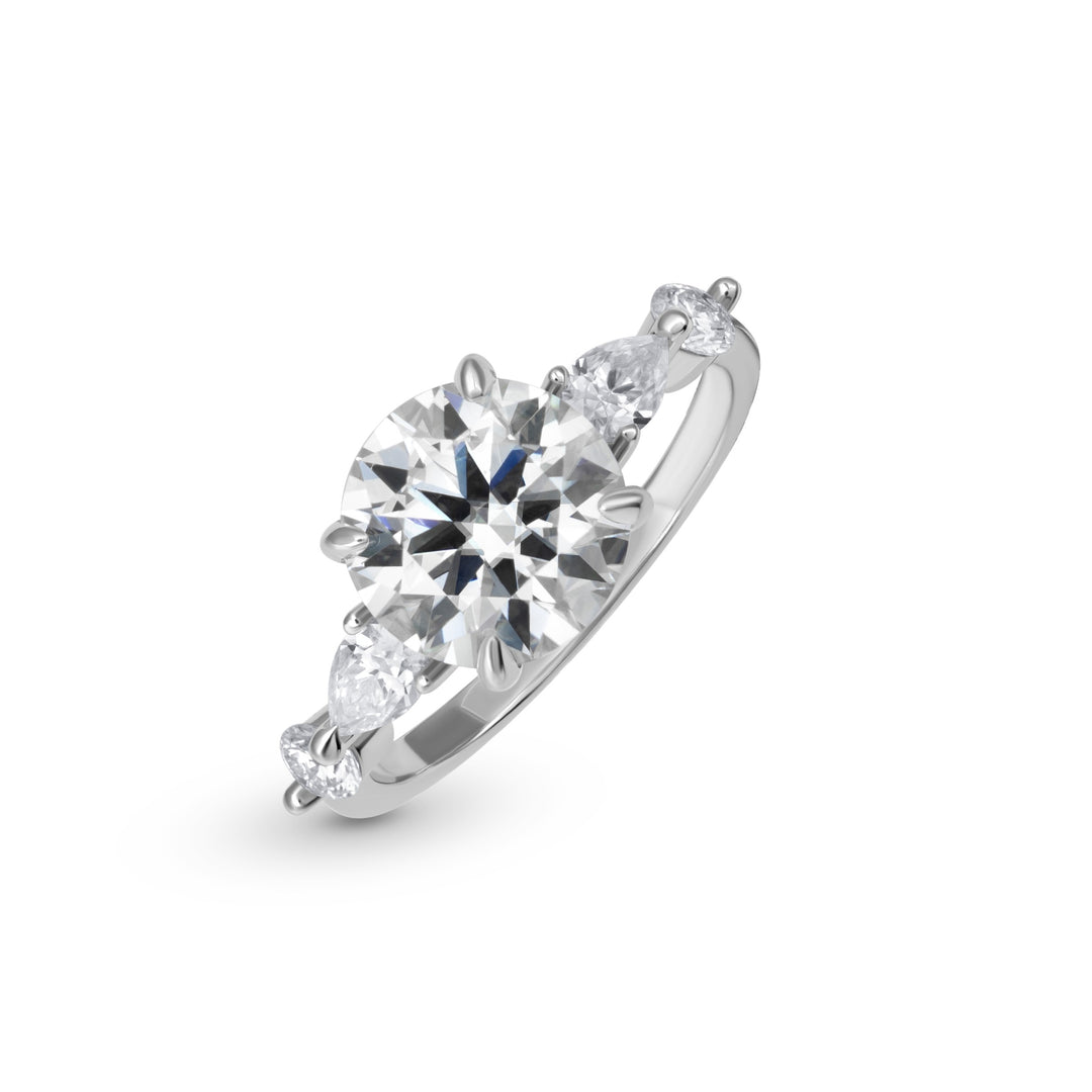 Luxe Tria Round Cut Moissanite Ring
