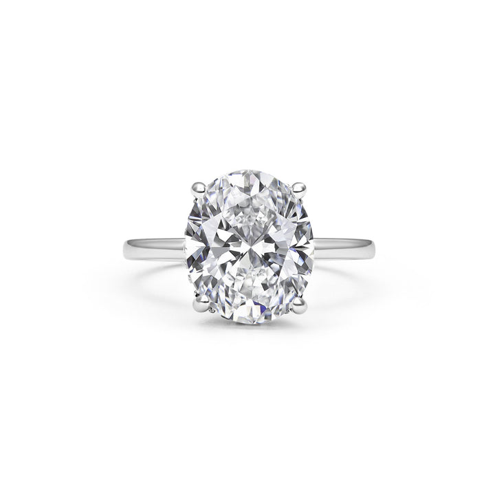 Solitaire Hidden Halo Oval Cut Moissanite Ring