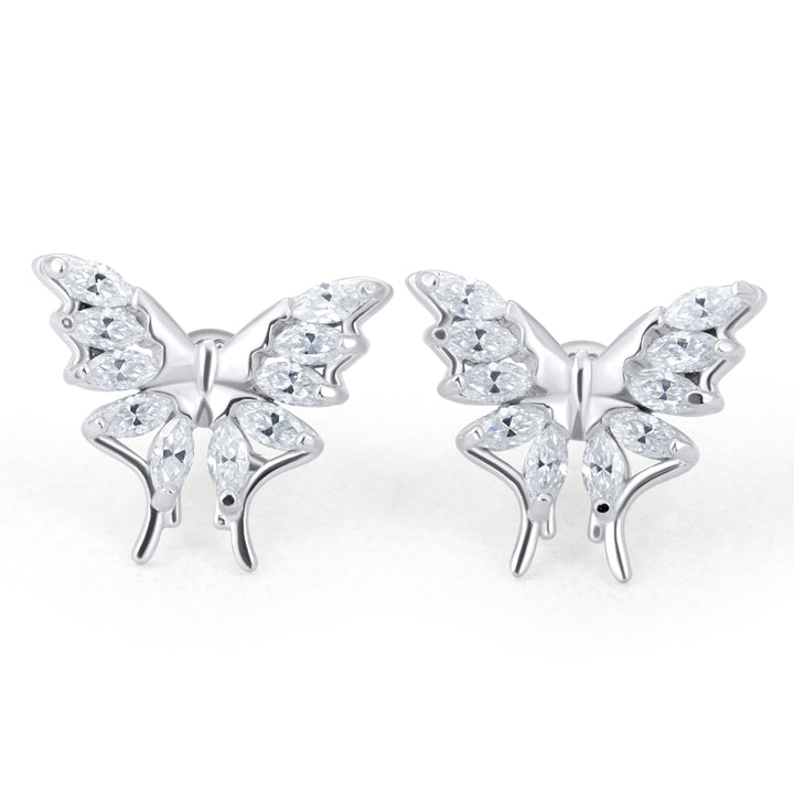 Marquise Cut Butterfly Diamond Stud Earrings