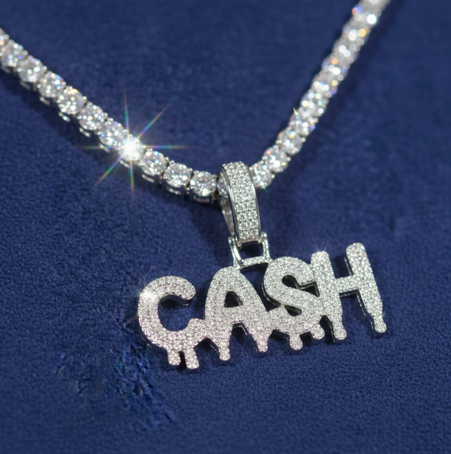 Moissanite Drip Bubble Font Custom Name Pendant