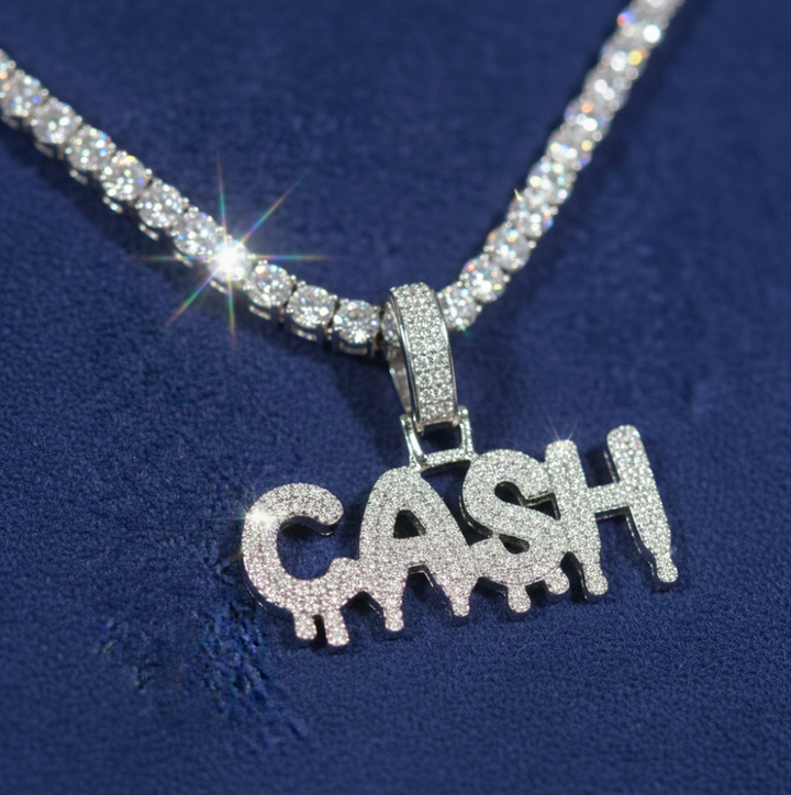 Moissanite Drip Bubble Font Custom Name Pendant