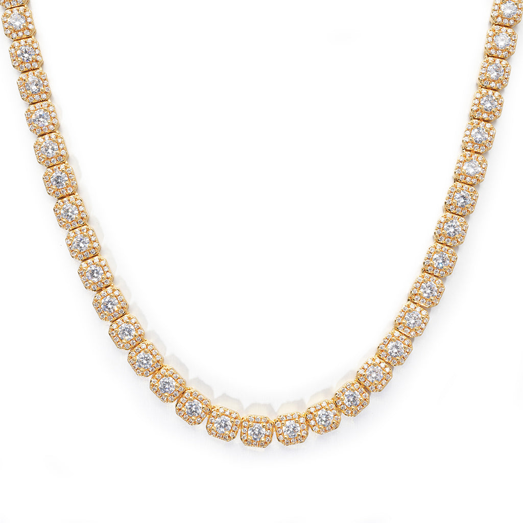 Women's 7mm Clustered Tennis Necklace in Gold