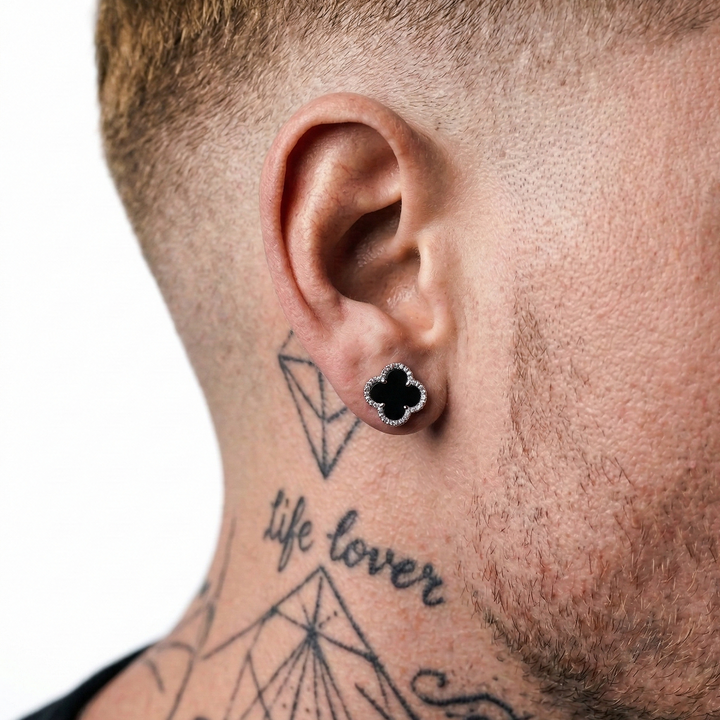 Iced Out Moissanite Clover Stud Earrings