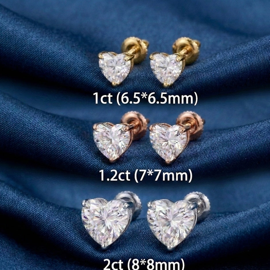 Classic Heart Cut Moissanite Stud Earrings