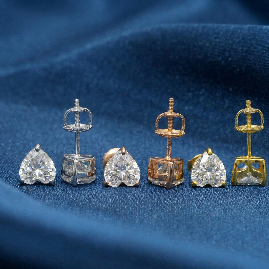 Classic Heart Cut Moissanite Stud Earrings