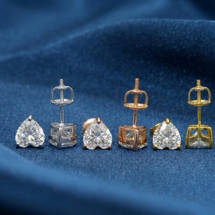 Classic Heart Cut Moissanite Stud Earrings