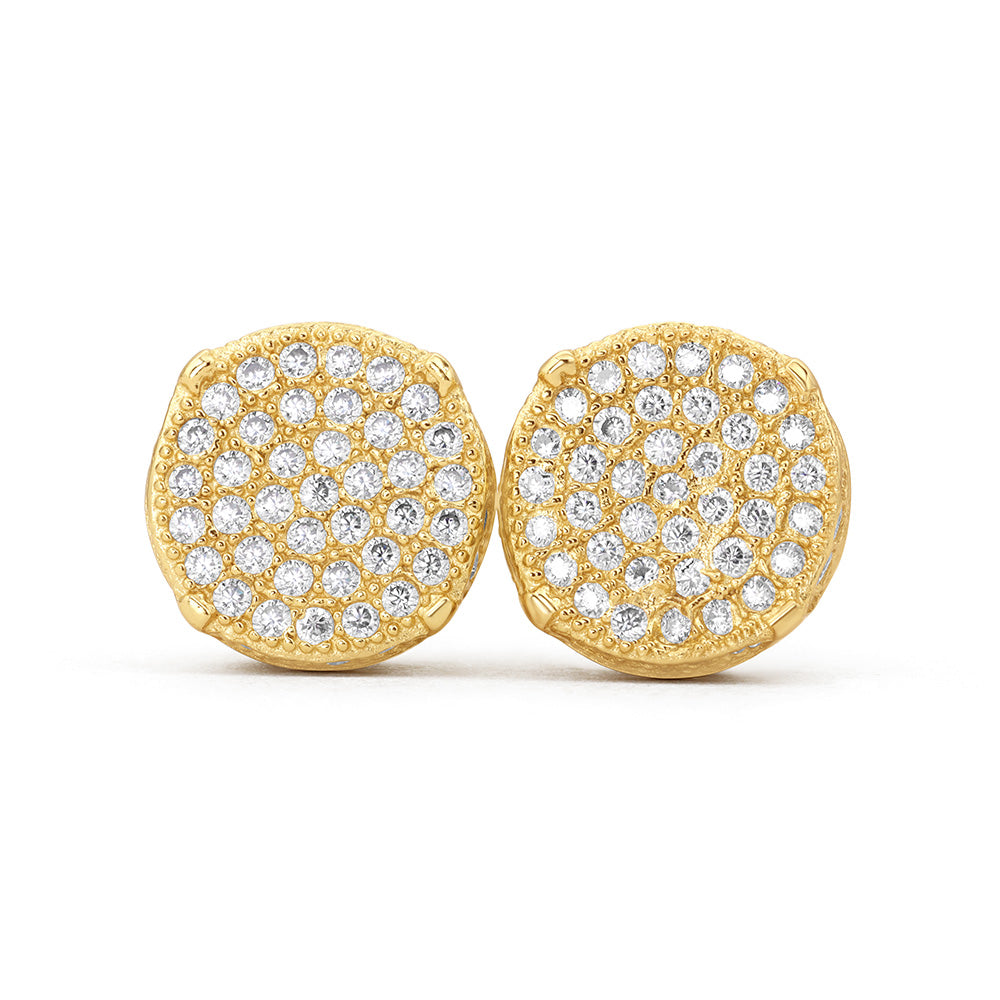 Round Micro Pave Moissanite Stud Earrings