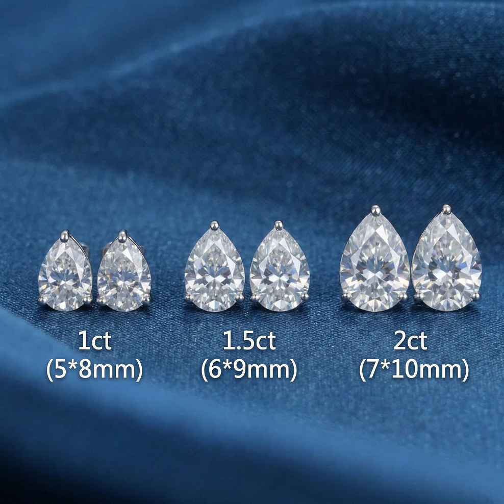 Classic Pear Cut Moissanite Stud Earrings