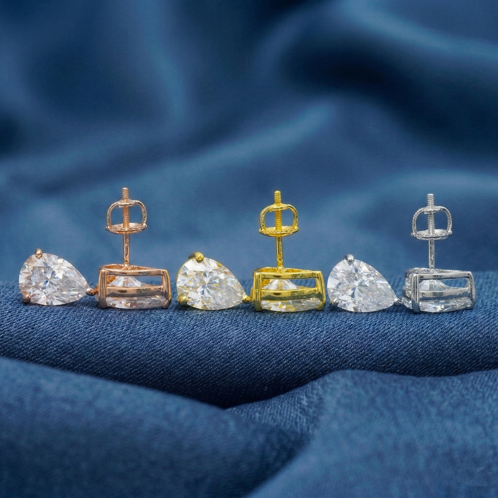 Classic Pear Cut Moissanite Stud Earrings