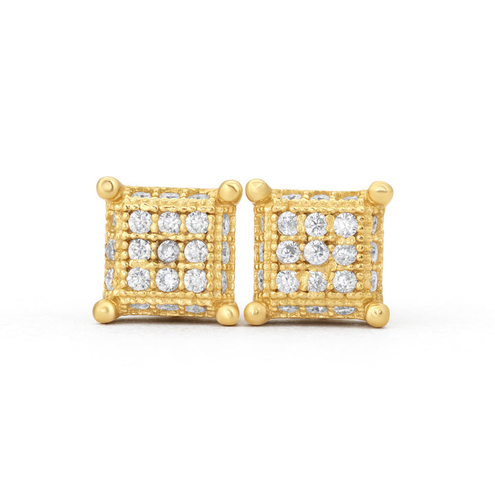 Square Micro Pave Moissanite Stud Earrings