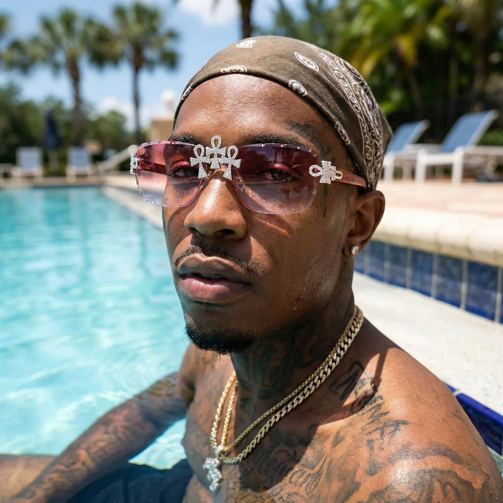 Moissanite Iced Ankh Sunglasses