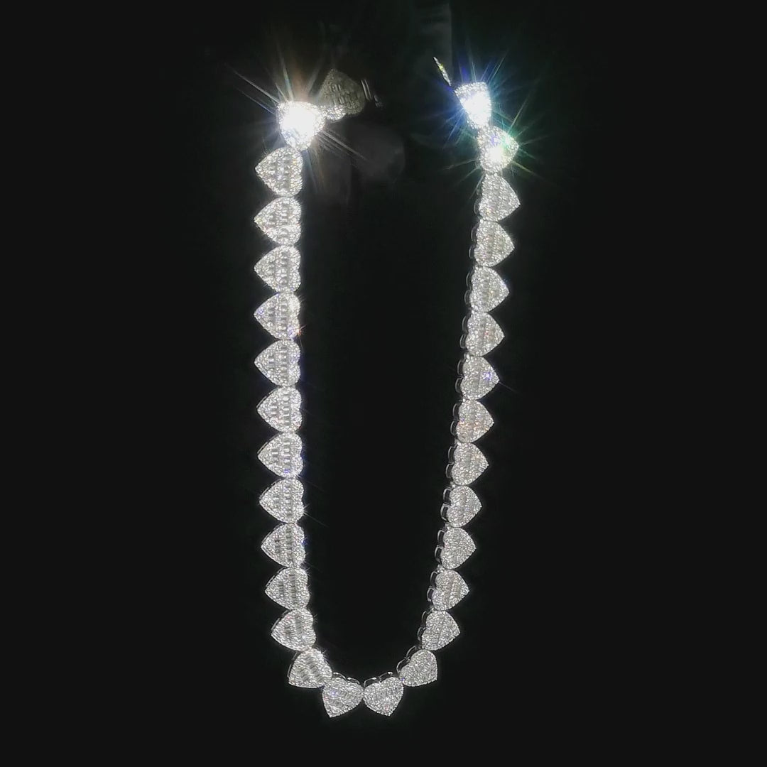 Baguette Moissanite Heart Necklace
