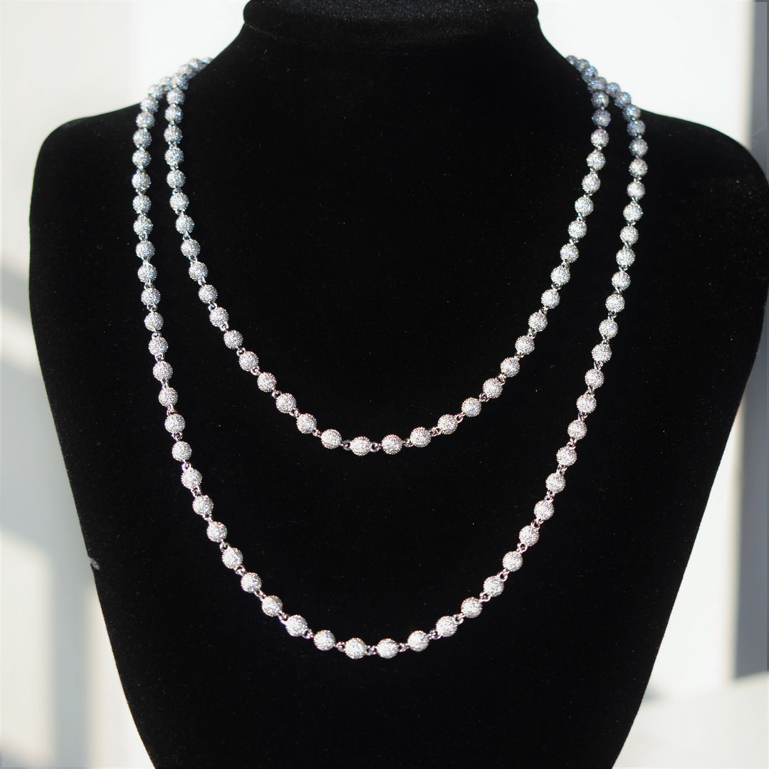 5mm Ice Ball Necklace in White Gold