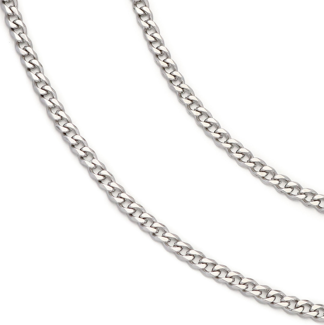 3mm Micro Cuban Link Chain in White Gold