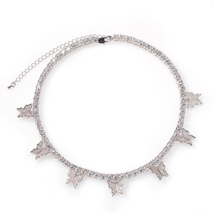 White Gold Iced Seven Butterfly Tennis Chain