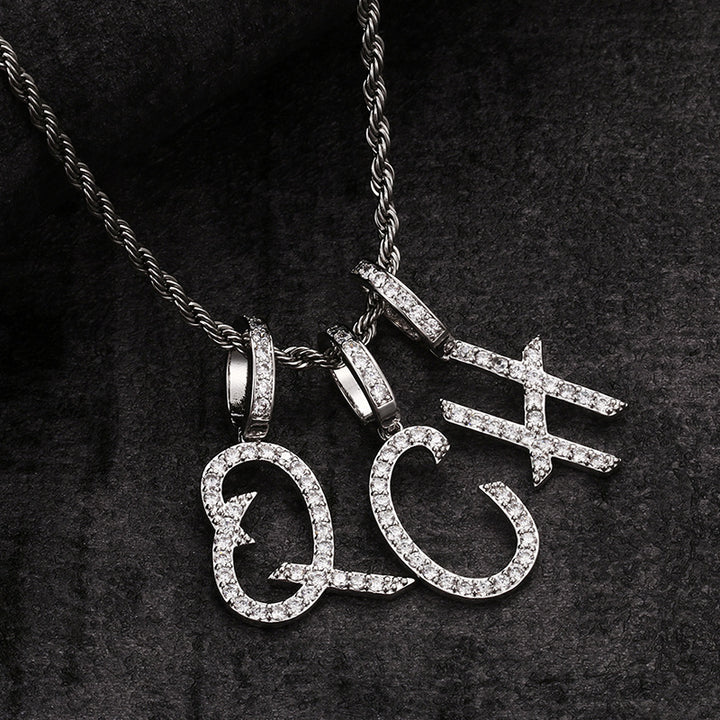 Micro Tennis Brush Font Letter Pendant
