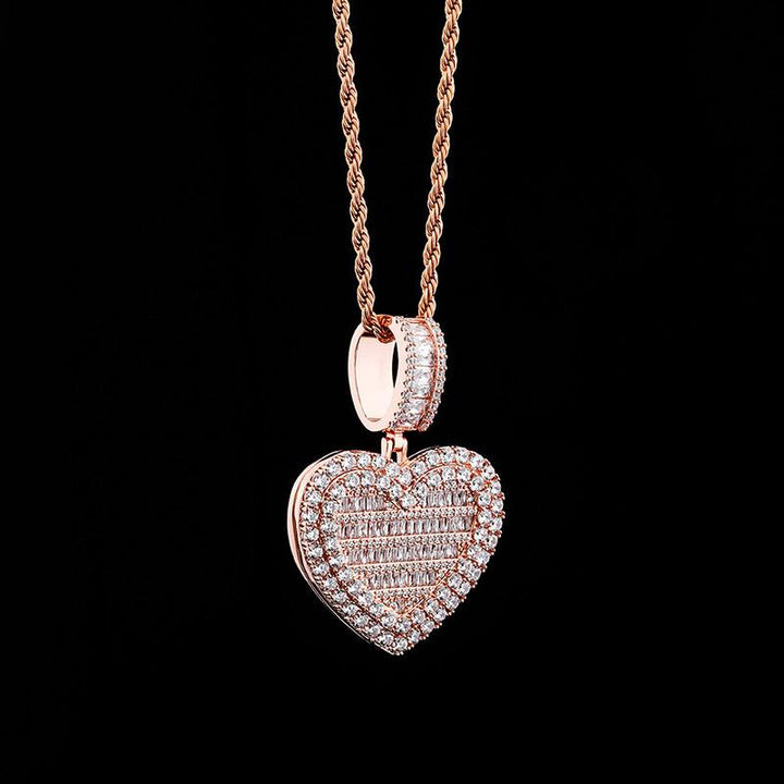 Bling Bling Heart Custom Photo Locket Necklace