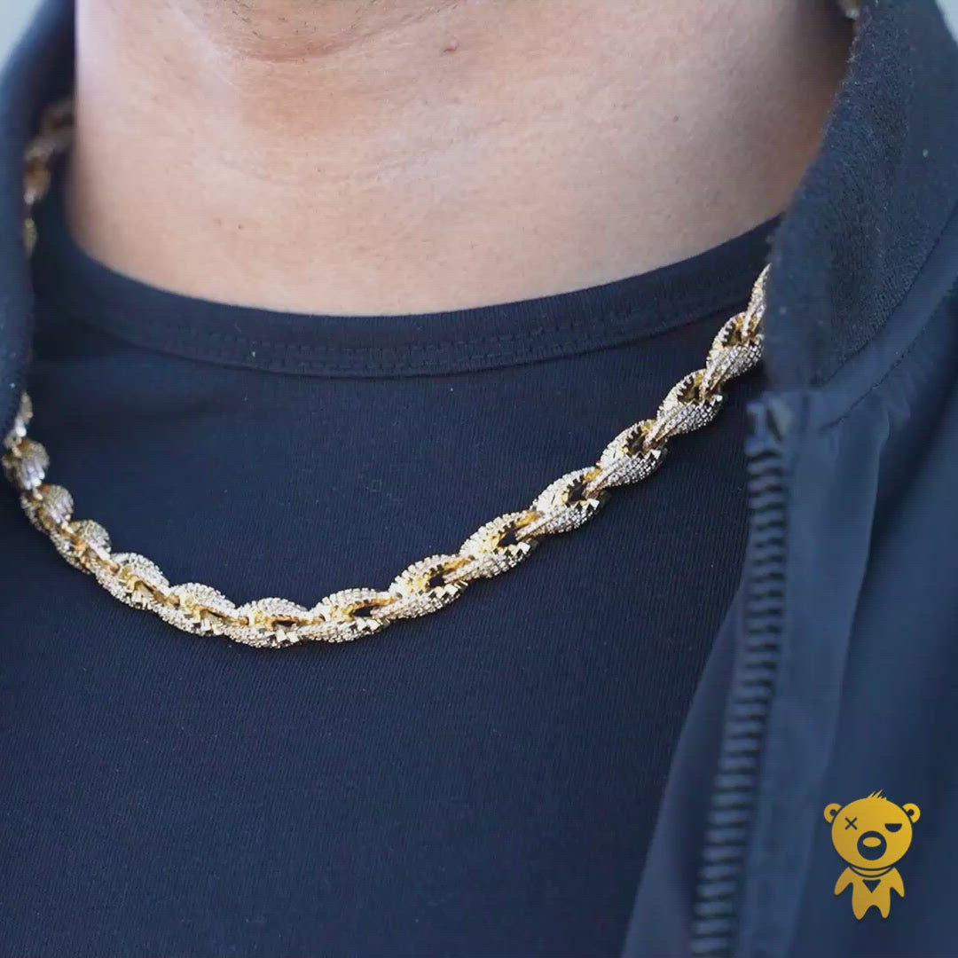 10mm Iced Rope Chain in Gold
