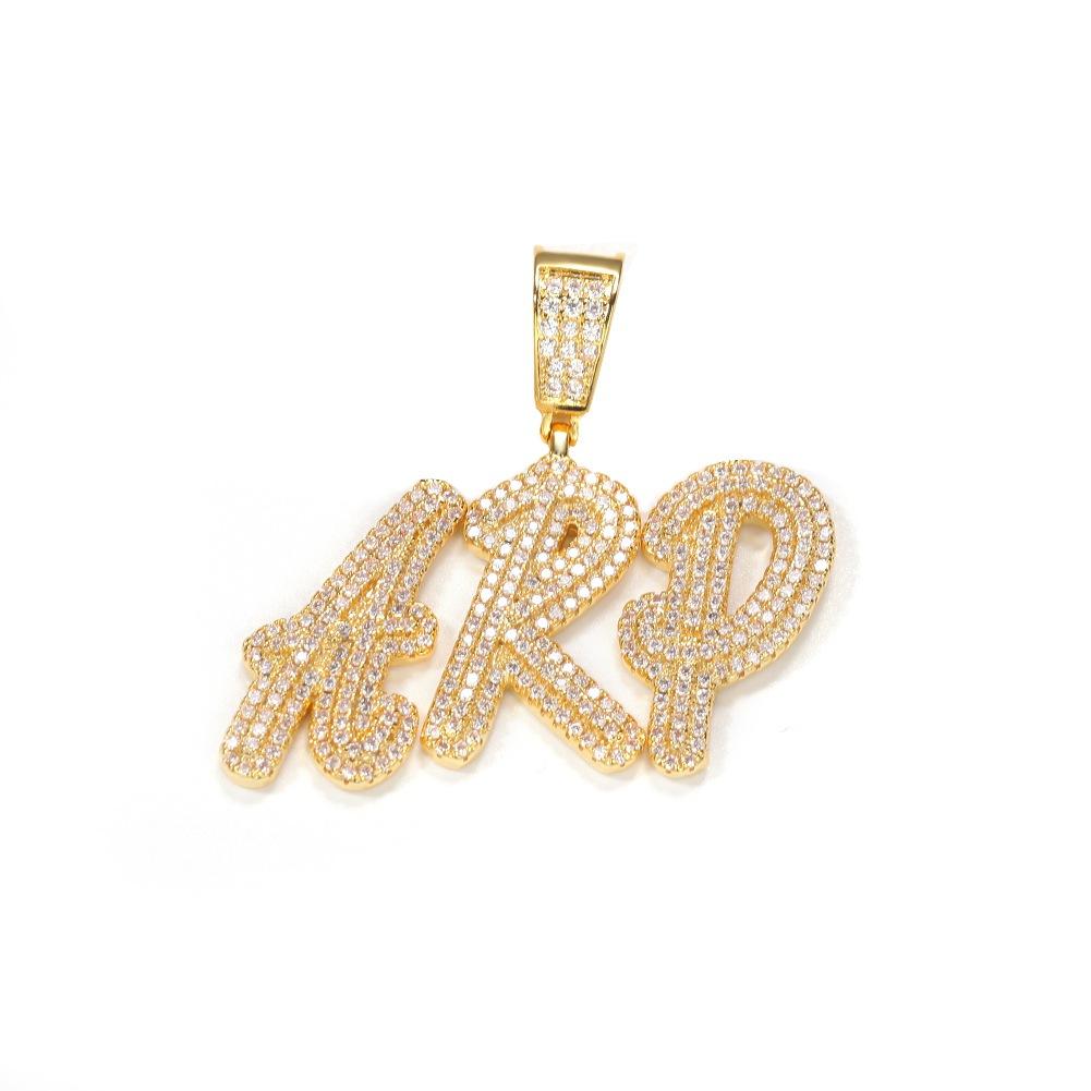Iced Cursive Letter Pendant with Regular Bail