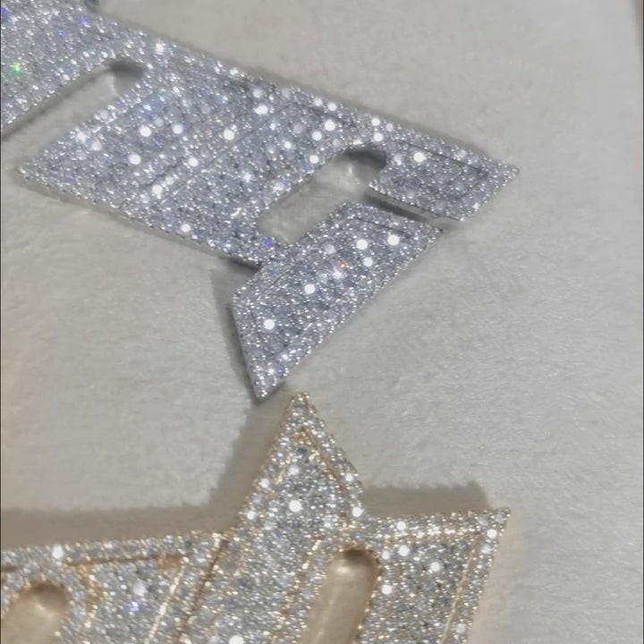 Custom Retro Font Diamond Letter Pendant