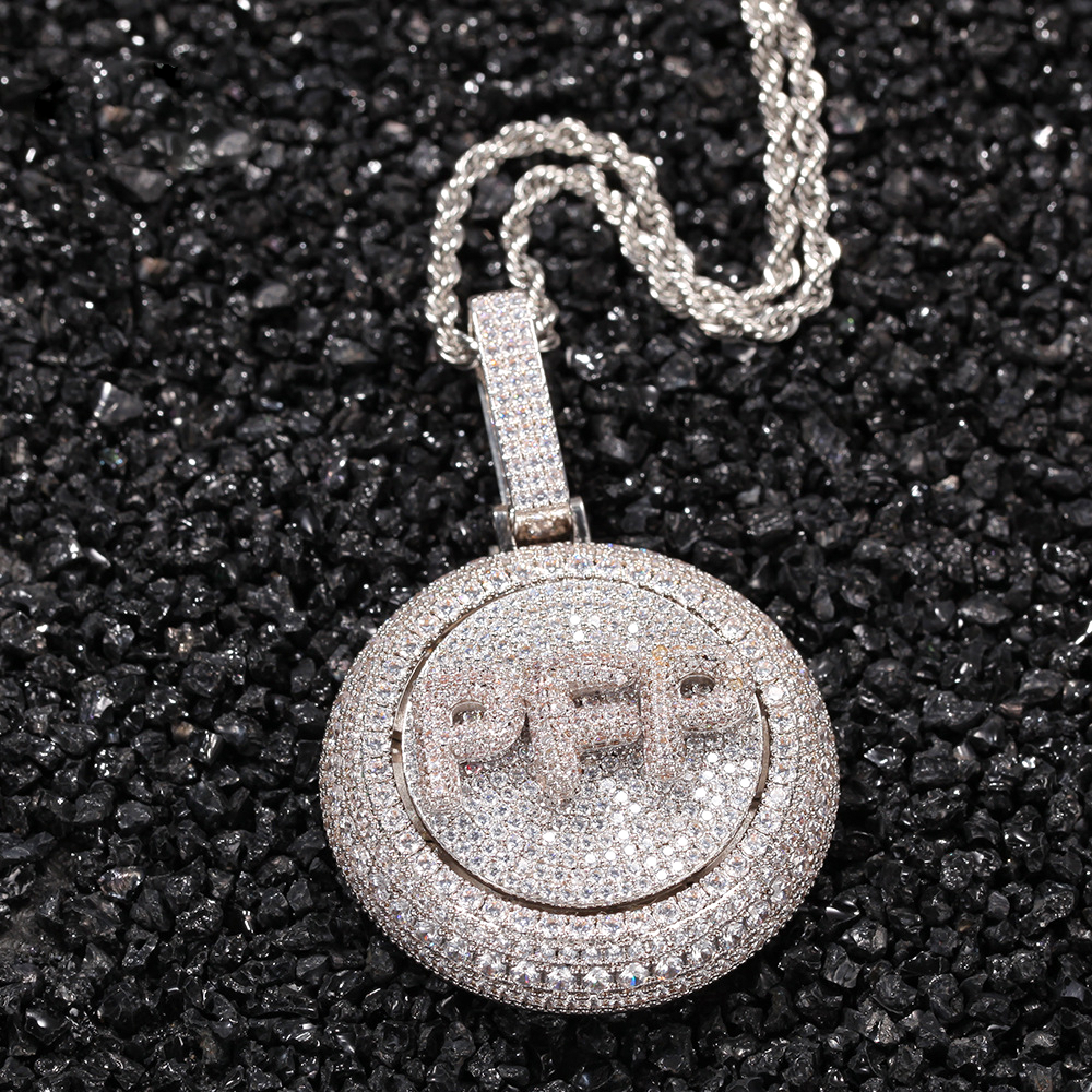 Custom Spinning Letters Small Disc Pendant Necklace