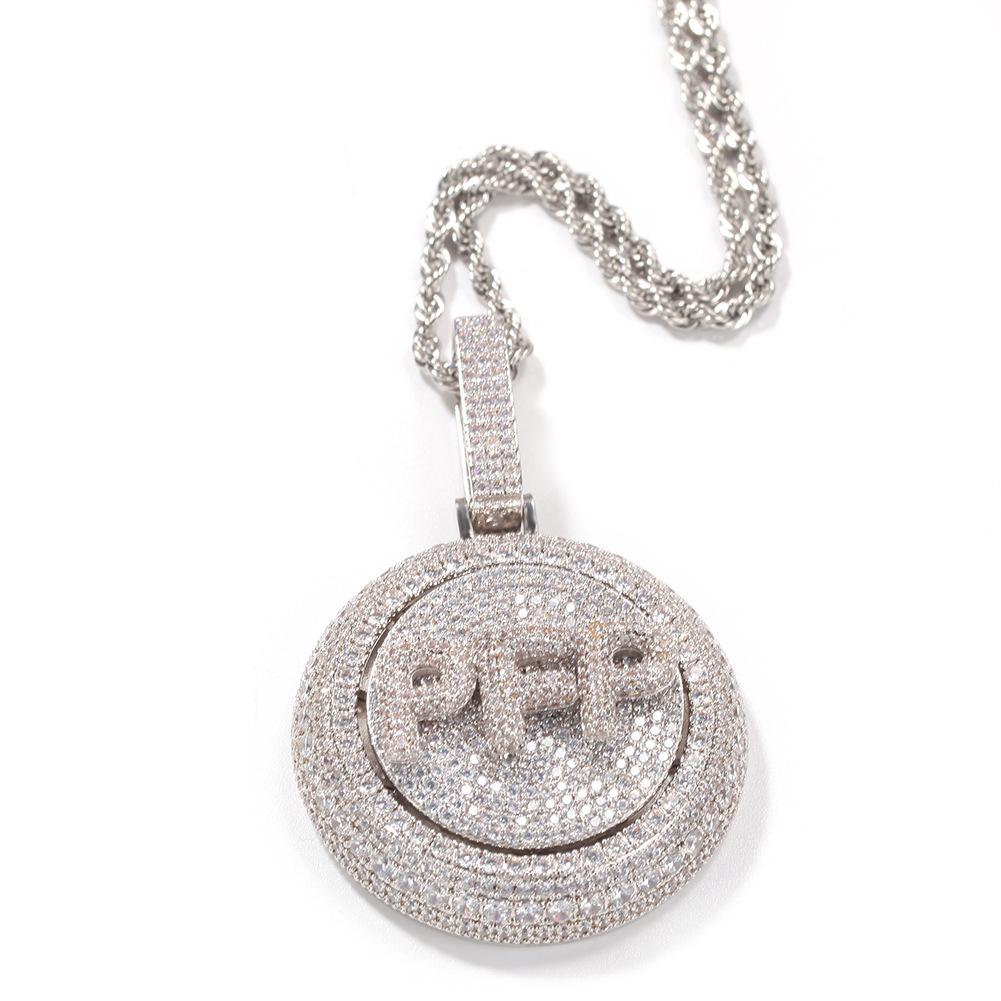 Custom Spinning Letters Small Disc Pendant Necklace