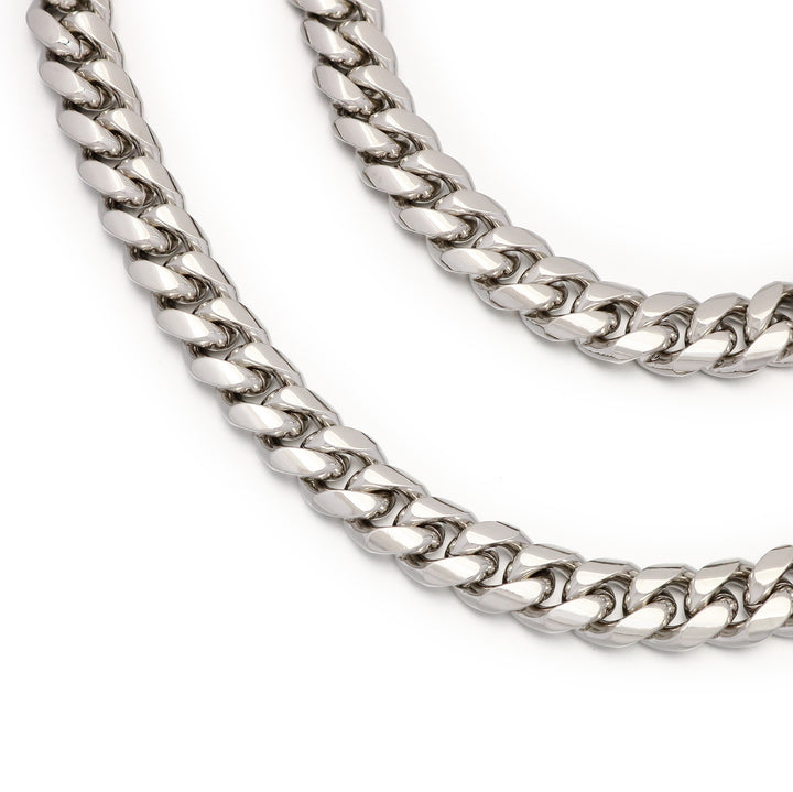 10mm Cuban Link Chain in White Gold