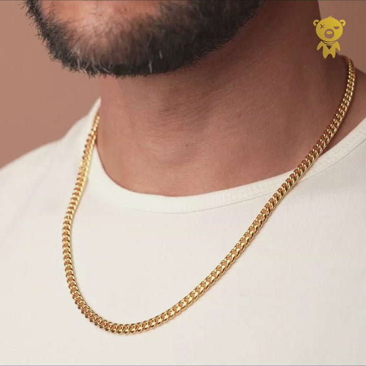 5mm Cuban Link Chain Stack in Gold