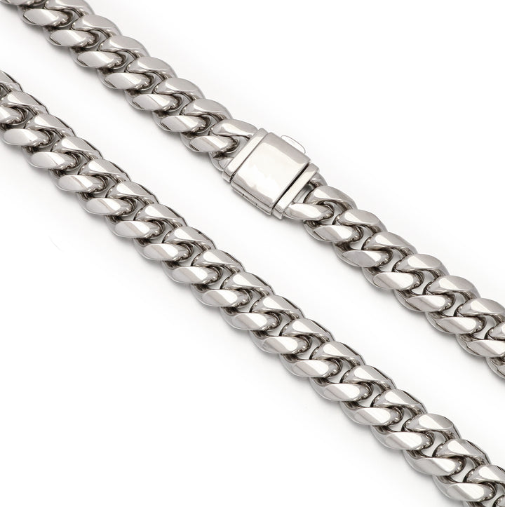 10mm Cuban Link Chain in White Gold