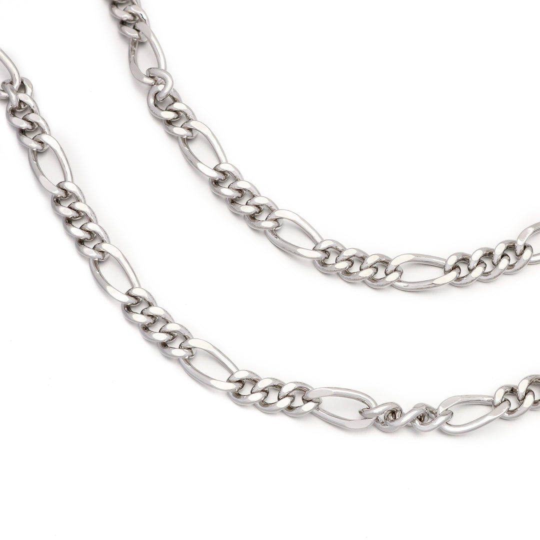 6mm Figaro Chain in White Gold