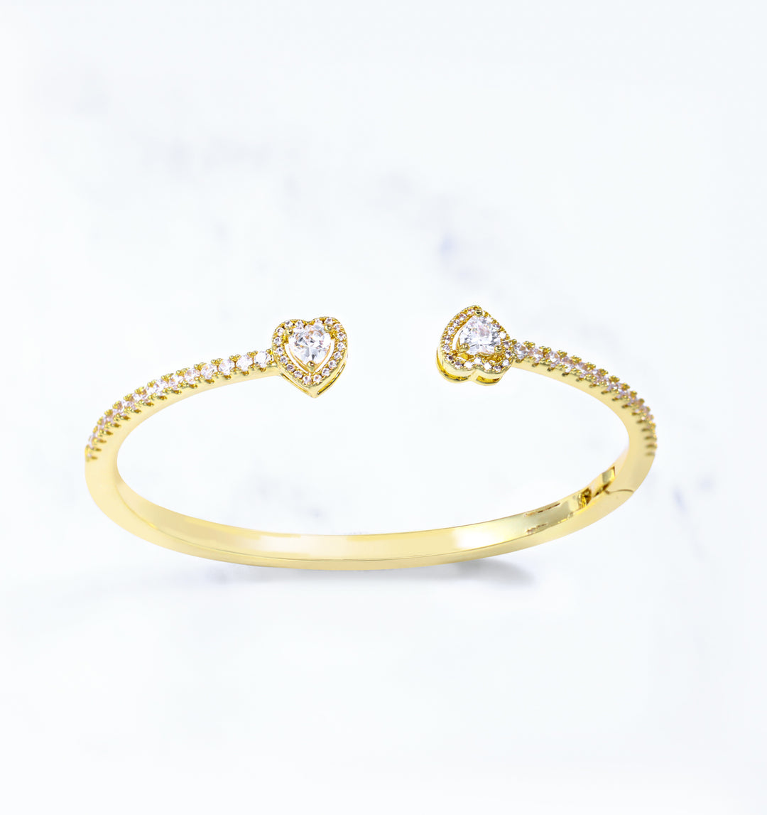 Women's Heart Diamond Bangle Bracelet