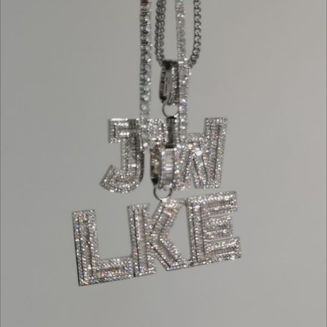 Custom Bold Baguette Hip Hop Name Necklace