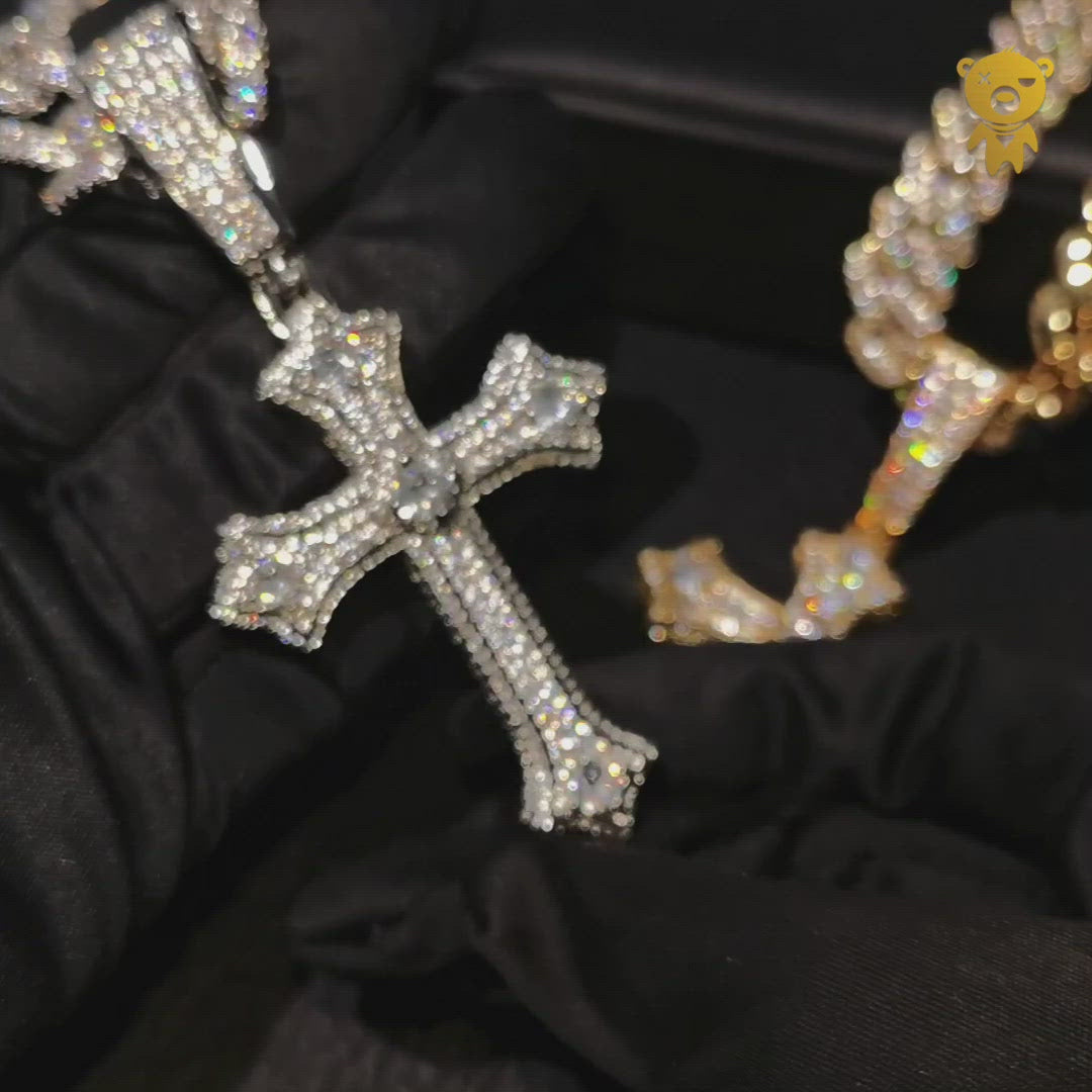 Large Diamond Gothic Cross Pendant