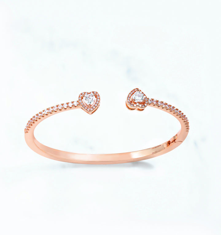 Women's Heart Diamond Bangle Bracelet