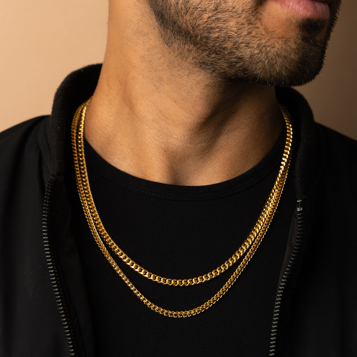 5mm Cuban Link + 3mm Franco Chain Stack in Gold