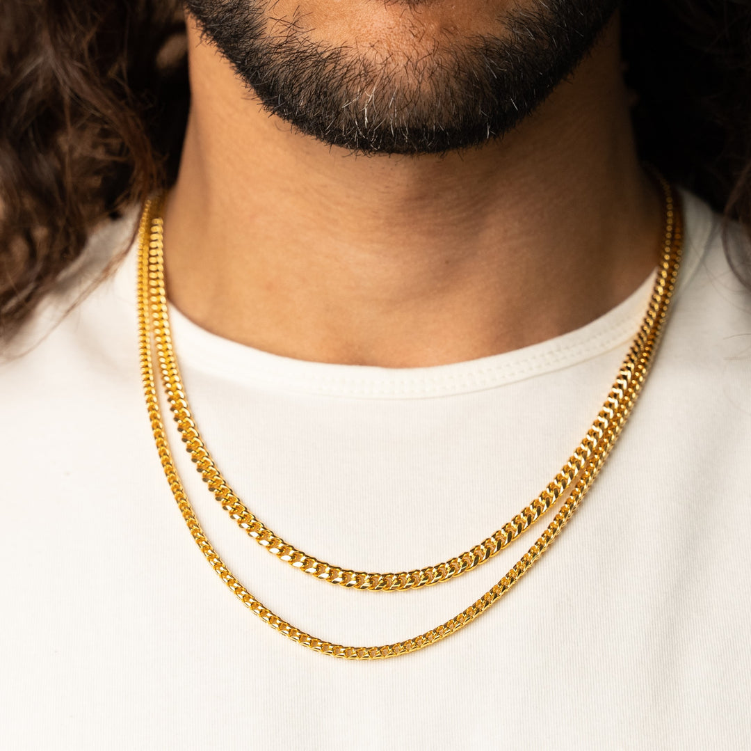 5mm Cuban Link + 3mm Franco Chain Stack in Gold
