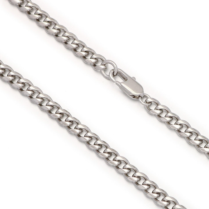 5mm Cuban Link Chain Stack in White Gold
