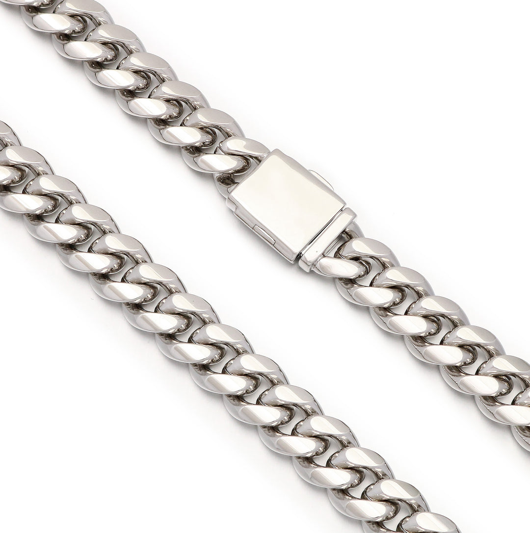 8mm Cuban Link Chain White Gold