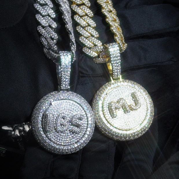 Custom Spinning Letters Small Disc Pendant Necklace