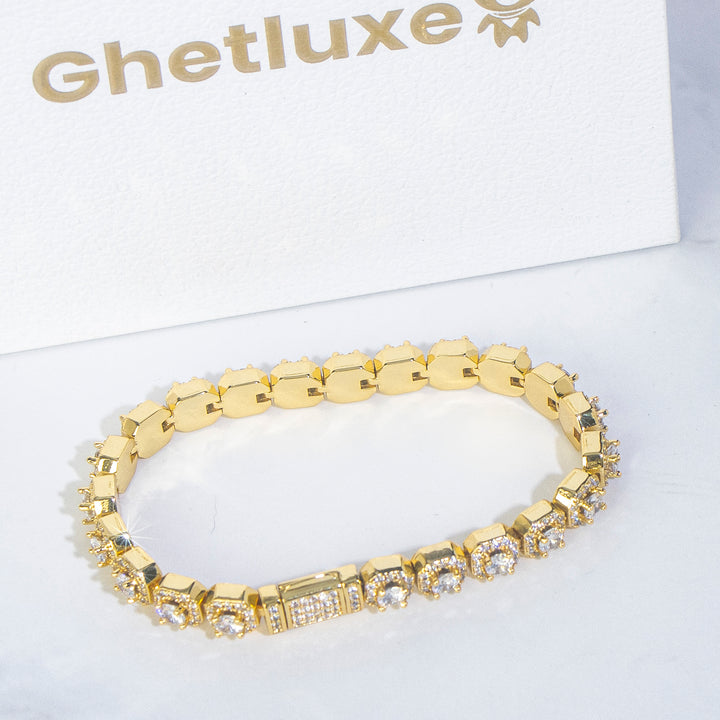 7mm Clustered Tennis Bracelet in Gold