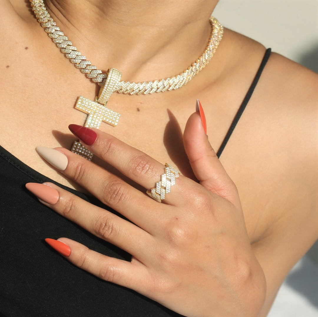 Women's Moissanite Prong Cuban Ring