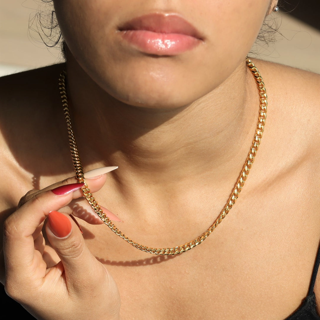 Women's 5mm Cuban Link Chain in Gold