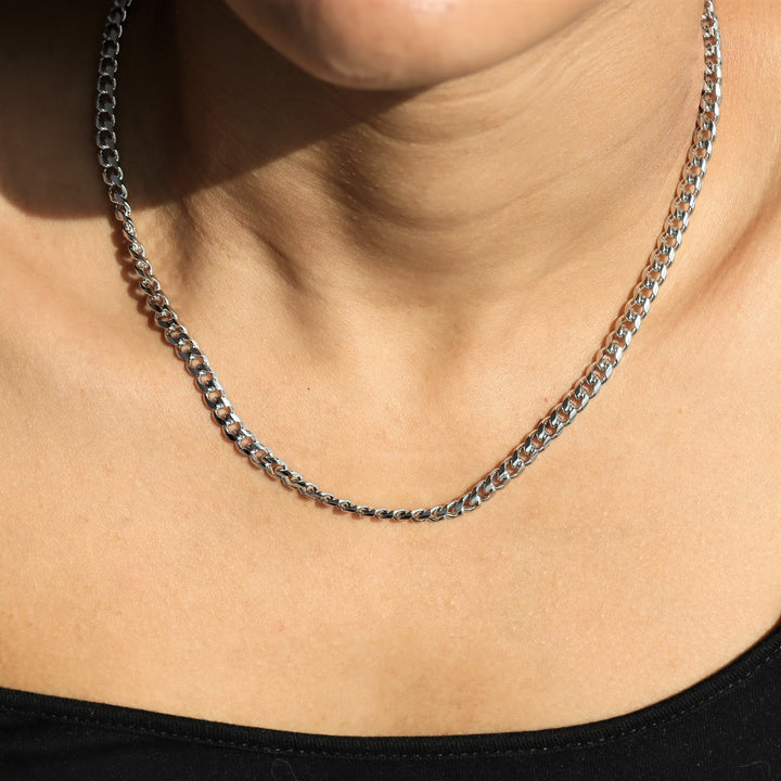 Women's 5mm Cuban Link Chain in White Gold