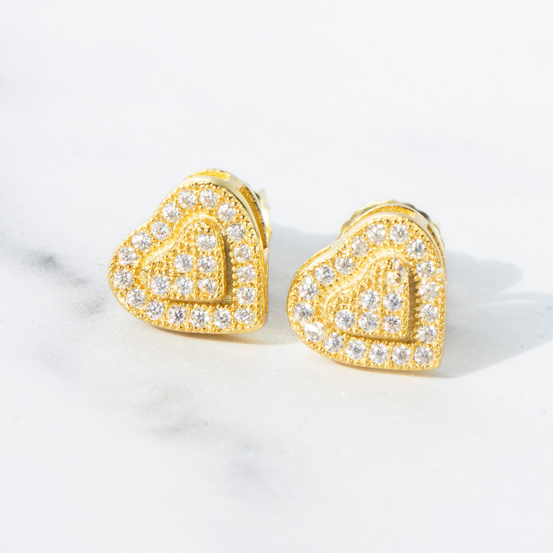 Moissanite Pave S925 Heart Shape Stud Earrings