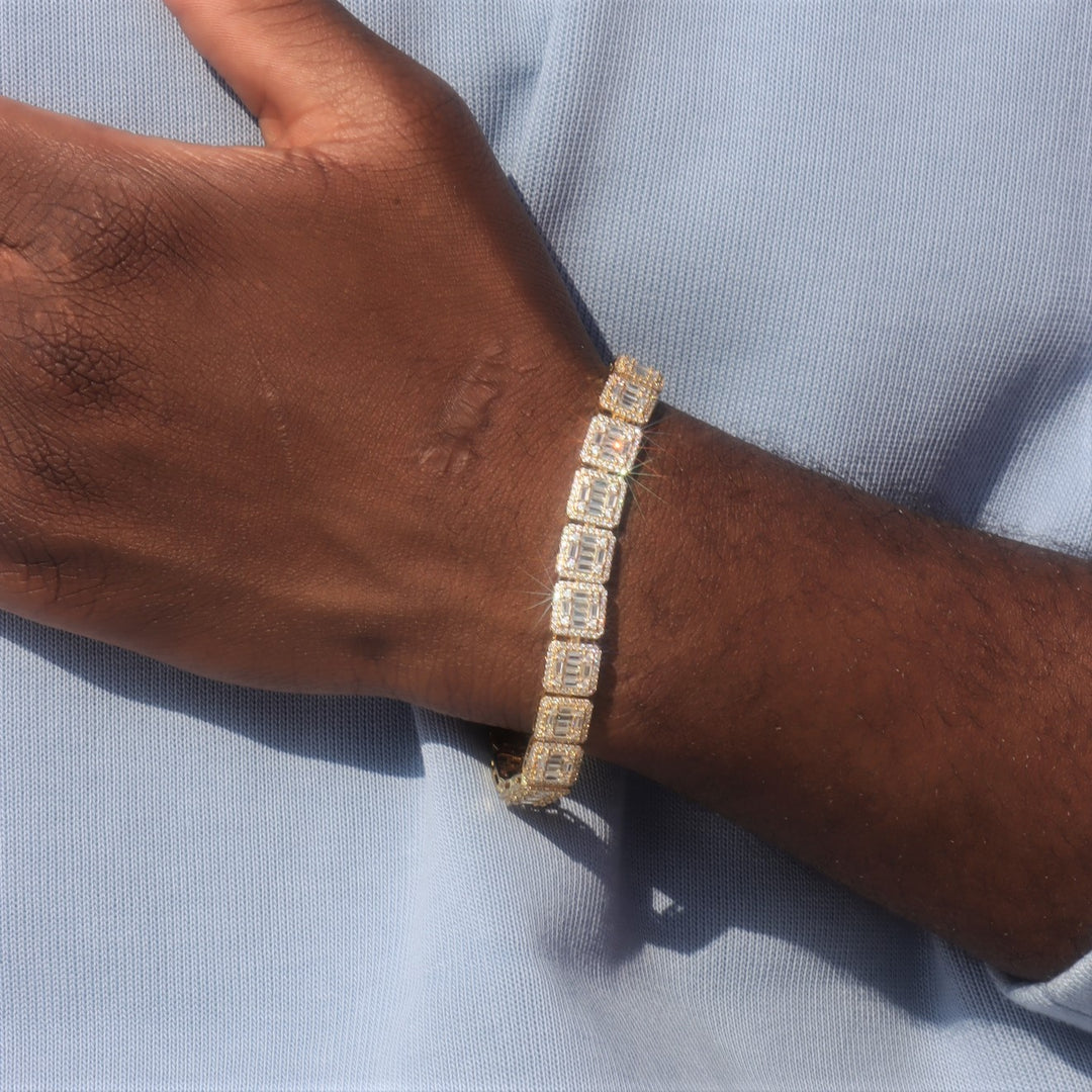 9.5mm Square Baguette Tennis Bracelet in 18K Gold