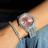 Imagen de Women's Iced Watch with Roman Numerals Pink Dial