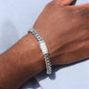 Imagen de Plain White Gold Cuban Link Bracelet with Moissanite Box Clasp