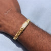 Imagen de Plain Gold Cuban Link Bracelet with Moissanite Box Clasp