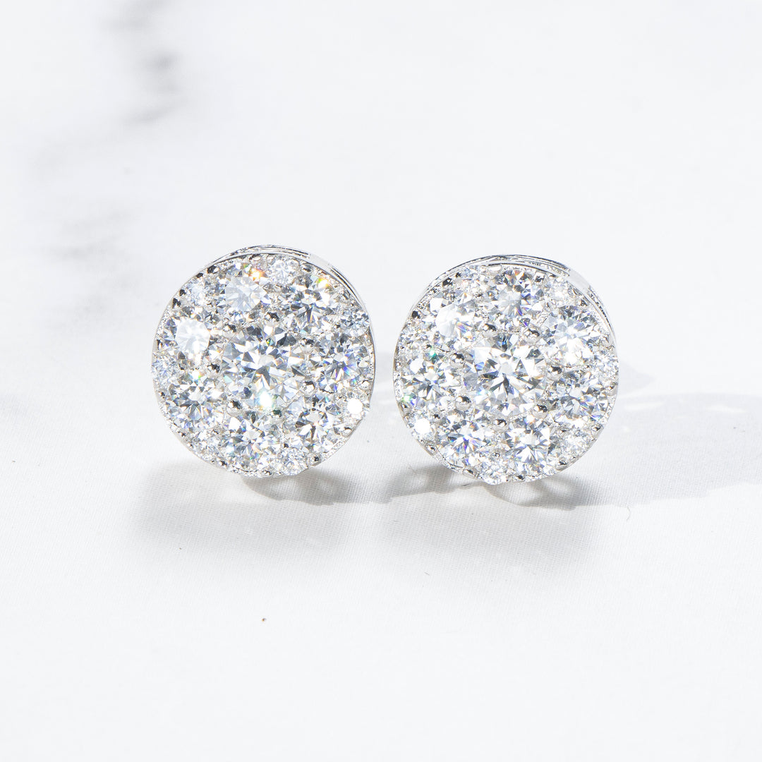11mm Moissanite Pave S925 Round Stud Earrings